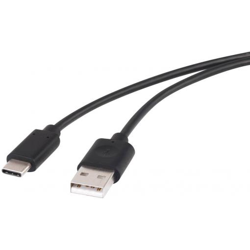 Renkforce USB kabel USB 2.0 USB-A zástrčka, USB-C ® zástrčka 1.00 m černá pozlacené kontakty RF-4288947