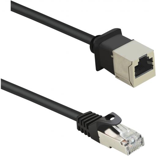 Renkforce RF-4394121 RJ45 síťové kabely, propojovací kabely CAT 5e F/UTP 1.00 m černá prodlužovací kabel s ochranou, pozlacené kontakty 1 ks