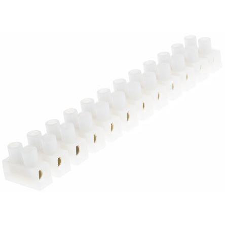 RS PRO Svorkovnice bez pojistky 16mm², Šroubová svorka Přírodní, počet cest: 12 76A, 6AWG, 400V Šroubová Ochrana drátu