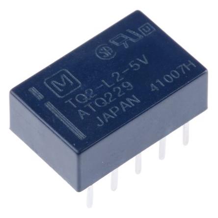 Panasonic Signálové relé DPDT Montáž na plošný spoj 1A 5V dc TQ2