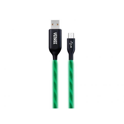 Kabel USB - Micro USB, svítící zelený 1m YENKEE YCU 231 GN