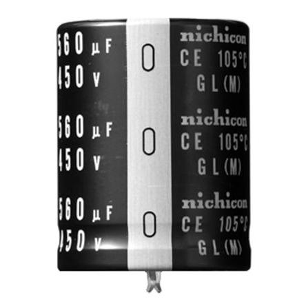 Kondenzátor, řada: GL 390 μF ±20 % 450V dc LGL2W391MELB40, Zacvakávací montáž Nichicon