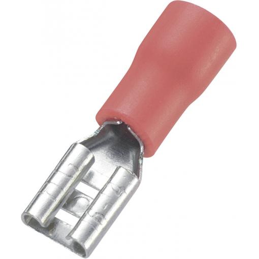 TRU COMPONENTS 745136 faston zásuvka Šířka zástrčky: 4.8 mm Tloušťka konektoru: 0.8 mm 180 ° částečná izolace červená 100 ks