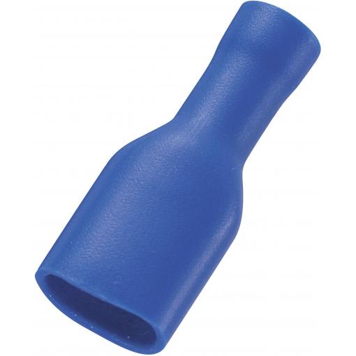 TRU COMPONENTS 737840-6.35 faston zásuvka Šířka zástrčky: 6.35 mm Tloušťka konektoru: 0.8 mm 180 ° plná izolace modrá 50 ks