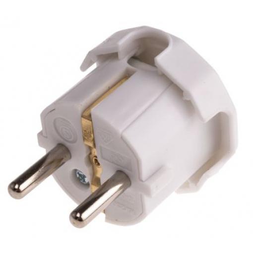 Síťová zástrčka barva Bílá, formát pólů: 2P+E, 16A Zástrčka SRN Typ F – německá Schuko, 250 V 0