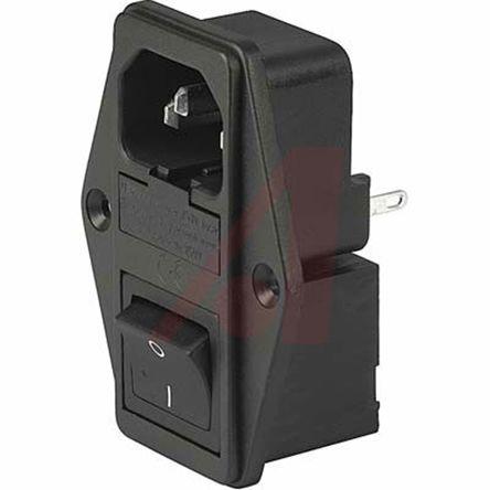 Schurter Konektor IEC C14, orientace těla: Rovný, Montáž do panelu velikost pojistky 5 x 20 mm Vnitřní, 250V 10A