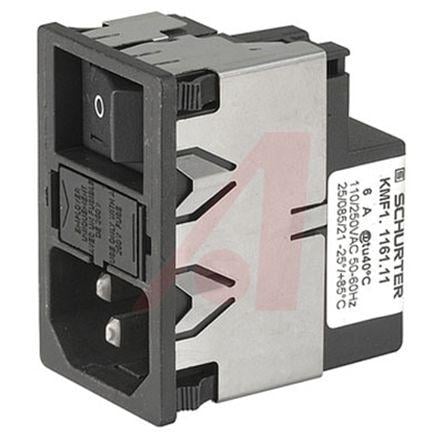 Schurter Konektor IEC 4A C14 Vnější, Zacvakávací montáž 5 x 20 mm, 125V ac, 250 V ac 2 póly, 50Hz, 60 Hz Rychlé
