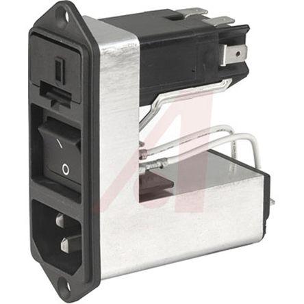 Schurter Konektor IEC C14, orientace těla: Rovný, Montáž do panelu velikost pojistky 5 x 20 mm Vnitřní, 125V, 250 V 1A