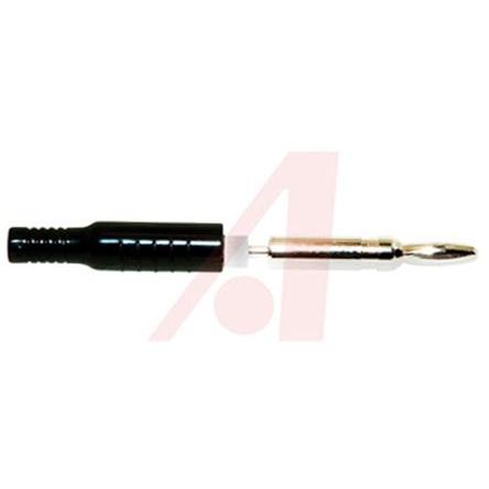 Mueller Electric Banánek, 4 mm, 1500V dc, 15A, Černá, Vnější, materiál kontaktu: Mosaz, délka: 38.1 mm, pokovení