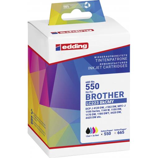 Edding Ink náhradní Brother LC-223BKCMY kompatibilní kombinované balení černá, azurová, purppurová, žlutá EDD-550 18-550-01