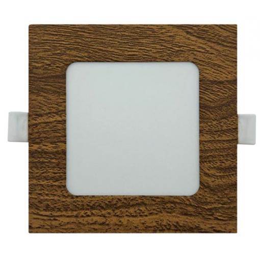Podhledové LED světlo TRIXLINE 6 W, 118×118 mm, dřevo, vestavné