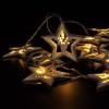 Solight LED vánoční řetěz hvězdy, 10x LED, dřevo, 1,5m, 2x AA - 1V271