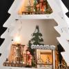 Solight LED dřevěný vánoční stromek s dekoracemi, 13x LED, bílá, 53cm, 2x AA - 1V283