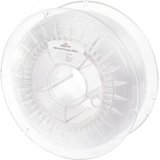 Spectrum Filaments 80054 PET-G Premium vlákno pro 3D tiskárny PETG plast chemicky odolné, Nárazuvzdorný 1.75 mm 1000 g sklo, transparentní 1 ks