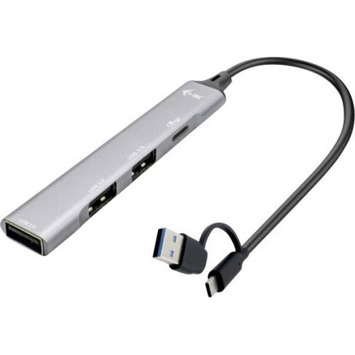i-tec CAHUBMETALMINI4 USB Hub 3 + 1 port USB-A USB 3.2 Gen1 5 GBit/s stříbrná I-TEC USB-A/USB-C Metal HUB