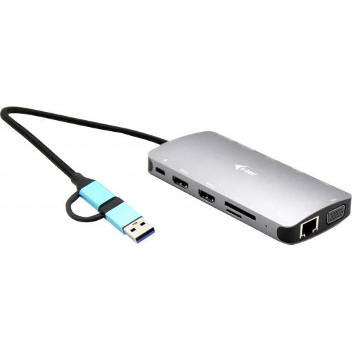 i-tec USB-C® dokovací stanice USB 3.0 USB-C/Thunderbolt 3x Display Travel Nano Dock with Power Delivery 100 W integrovaná čtečka karet, napájení USB-C®