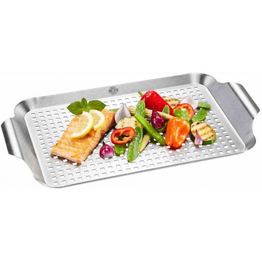 GEFU Grillpfanne BBQ groß Grilovací pánev stříbrná