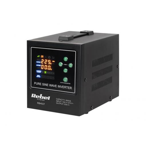 Zdroj záložní REBEL POWER-800-LFP4 12V 230V 800VA 500W Black