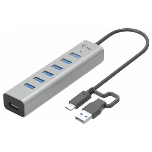 i-tec C31HUBMETAL703 USB Hub 7 portů USB-A USB 3.2 Gen1 5 GBit/s s konektorem USB C šedá I-TEC USB-C Charging Metal HUB 7 Port