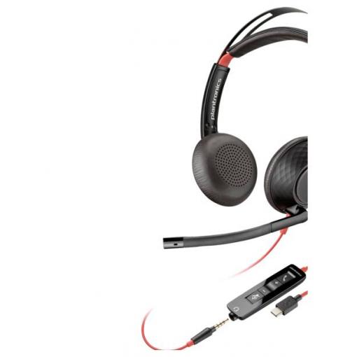 HP Poly Headset Blackwire C5220 Stereo USB- Headset otevřená (On Ear) stereo černá Potlačení hluku Počítače