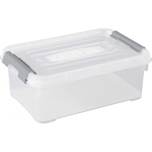 Curver 243810 Úložný box, HANDY, stohovatelné, (d x š x v) 294 x 194 x 110 mm, transparentní, stříbrná, 1 ks