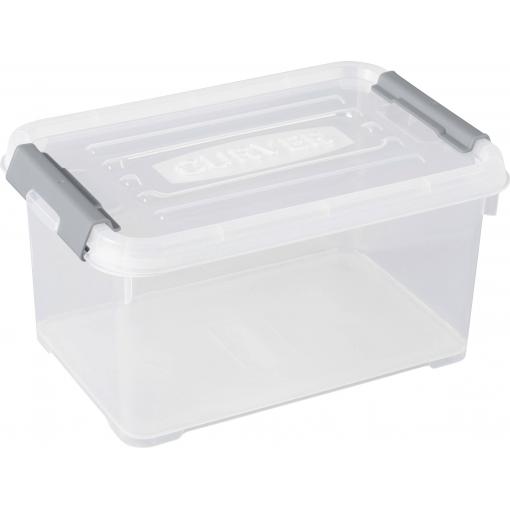 Curver 243803 Úložný box, HANDY, stohovatelné, (d x š x v) 294 x 194 x 150 mm, transparentní, stříbrná, 1 ks