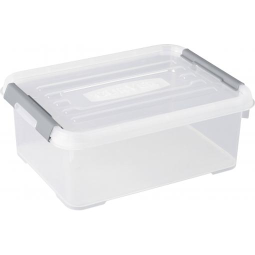 Curver 243946 Úložný box, HANDY, stohovatelné, (d x š x v) 400 x 290 x 150 mm, transparentní, stříbrná, 1 ks