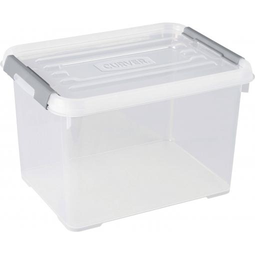 Curver 243808 Úložný box, HANDY, stohovatelné, (d x š x v) 400 x 290 x 260 mm, transparentní, stříbrná, 1 ks