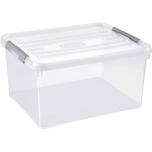 Curver 243813 Úložný box, HANDY, stohovatelné, (d x š x v) 490 x 390 x 250 mm, transparentní, stříbrná, 1 ks