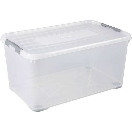 Curver 243857 Úložný box, HANDY, stohovatelné, (d x š x v) 800 x 500 x 390 mm, transparentní, stříbrná, 1 ks