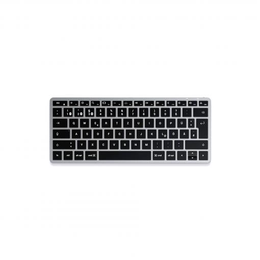 Satechi Slim X1 Mini Bluetooth® klávesnice německá, QWERTZ antracitová tlačítka multimédií, s podsvícením