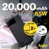 Aqiila B20+B powerbanka Li-Pol, 20000 mAh, USB-A, USB-C®, černá