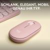 Logitech Pebble Mouse 2 M350s - TONAL ROSE - EMEA-808 optická myš, přenos Bluetooth®, 3 tlačítko, 400 dpi, 4000 dpi, růžová