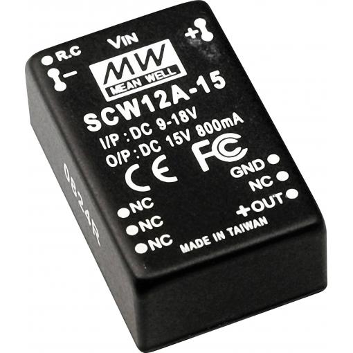 MEAN WELL SCW12C-12 DC/DC měnič napětí 12 W Počet výstupů: 1 x Obsah 1 ks