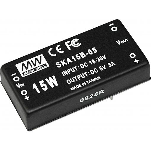 MEAN WELL SKA15C-12 DC/DC měnič napětí 15 W Počet výstupů: 1 x Obsah 1 ks