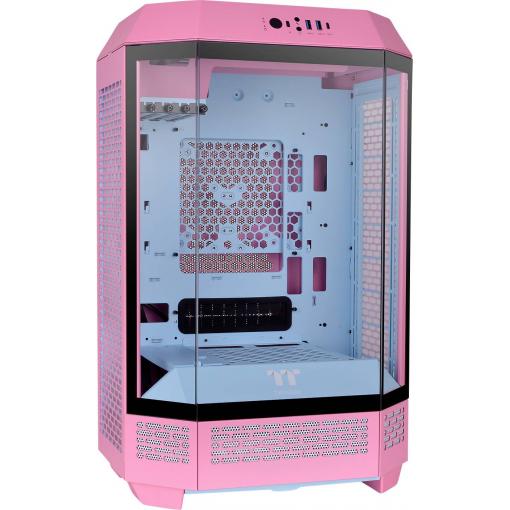 Thermaltake The Tower 200 Bubble Pink tower PC skříň růžová boční okno