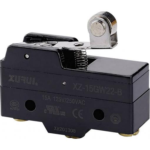 Mikrospínač XZ-15GW22-B, 250 V AC / 15 A, 1x vyp./zap., bez aretace, 1 ks