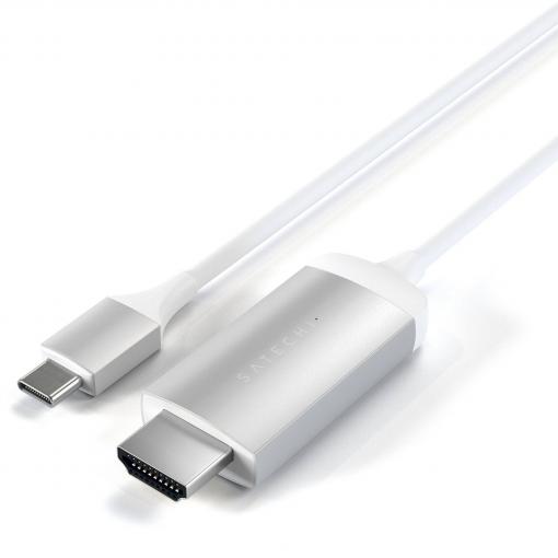 Satechi USB-C® / HDMI kabel Zástrčka HDMI-A, USB-C ® zástrčka 1.8 m stříbrná ST-CHDMIS 4K UHD Kabel pro displeje USB-C®