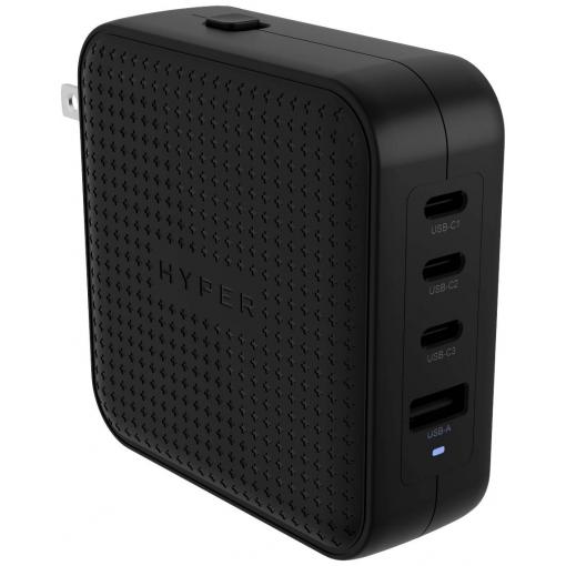 HYPER HyperJuice® 100W USB-C cestovní nabíječka, GaN, s adaptérem pro Evropu, s britským adaptérem, s americkým adaptérem, s adaptérem pro Čínu, 1x USB A , 3x