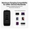 HYPER HyperJuice® 70W USB-C cestovní nabíječka, GaN, s adaptérem pro Evropu, s britským adaptérem, s americkým adaptérem, 1x USB A , 2x USB-C®, 70 W, Dodávka