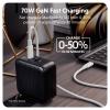 HYPER HyperJuice® 70W USB-C cestovní nabíječka, GaN, s adaptérem pro Evropu, s britským adaptérem, s americkým adaptérem, 1x USB A , 2x USB-C®, 70 W, Dodávka
