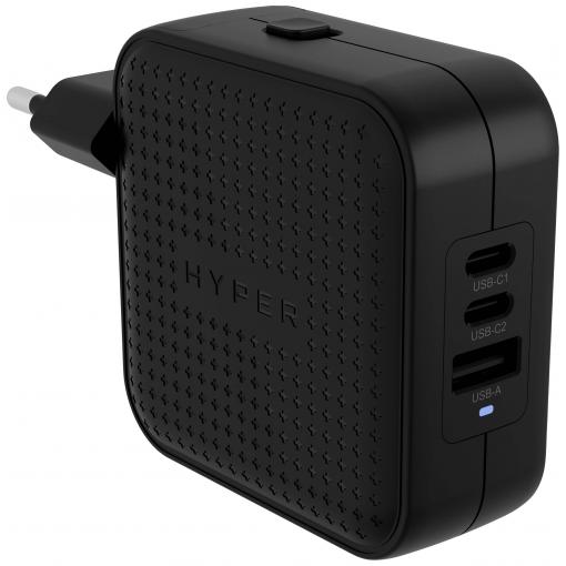 HYPER HyperJuice® 70W USB-C cestovní nabíječka, GaN, s adaptérem pro Evropu, s britským adaptérem, s americkým adaptérem, 1x USB A , 2x USB-C®, 70 W, Dodávka