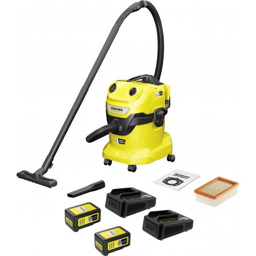 Kärcher Home & Garden WD 4-18 Dual Battery Set 1.628-601.0 Akumulátorový vysavač pro mokré a suché vysávání 380 W 20 l vč. 2 akumulátorů, Vč. nabíječky,