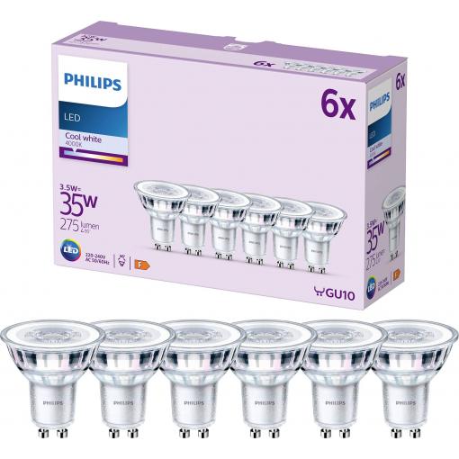 Philips LED 9290012180 LED Energetická třída (EEK2021) F (A - G) GU10 žárovka 3.5 W = 35 W neutrální bílá (Ø x d) 50 mm x 54 mm 6 ks