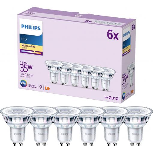 Philips LED 9290012178 LED Energetická třída (EEK2021) F (A - G) GU10 žárovka 3.5 W = 35 W teplá bílá (Ø x d) 50 mm x 54 mm 6 ks