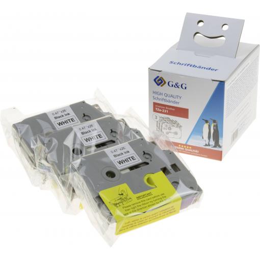 G&G BB-B-G-231-MP kompatibilní náhradní Brother TZe-231 Barva pásky: bílá Barva písma: černá 12 mm 8 m