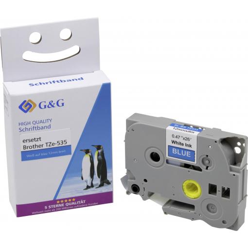 G&G BB-B-G-535 kompatibilní náhradní Brother TZe-535 Barva pásky: modrá Barva písma: bílá 12 mm 8 m