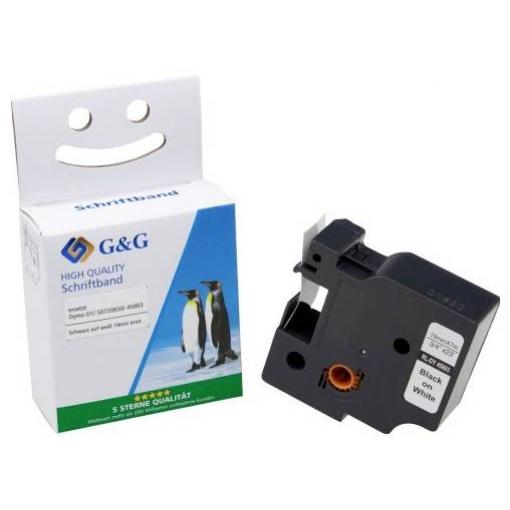 páska do štítkovače G&G BB-D-G-D1-45803 kompatibilní náhradní DYMO 45803 plast Barva pásky: bílá Barva písma: černá 19 mm 7 m