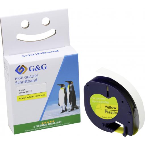 G&G BM-D-G-91222 kompatibilní náhradní DYMO 91222 Barva pásky: žlutá Barva písma: černá 12 mm 4 m