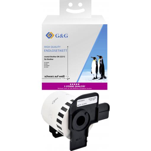 G&G Etikety (nekonečné) kompatibilní náhradní Brother DK-22212 62 mm x 15.24 m papír thermodirekt bílá 1 ks trvalé Adresní nálepky ET-B-G-22212